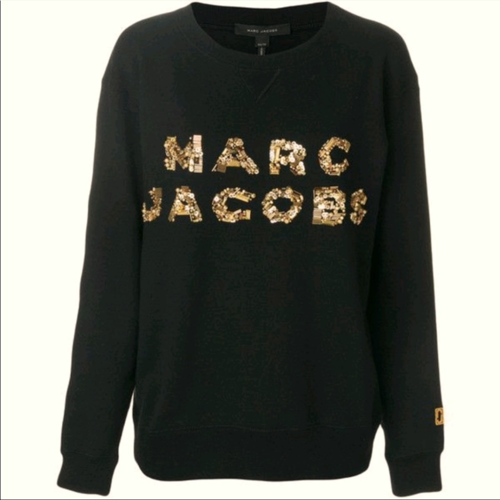 Marc Jacobs embellished black Sweatshirt with gold Sequins
